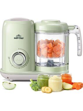 4-in-1 Baby Food Maker & Steamer, Puree Blender, Dishwasher Safe, Green